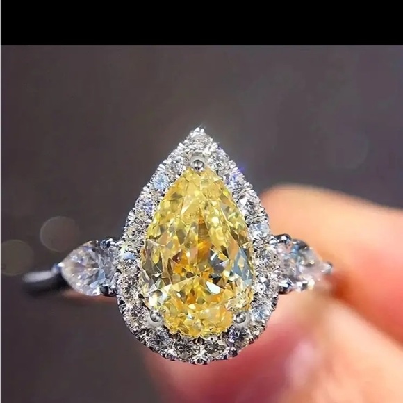 Luxury Topaz Faux Sapphire Birthstone 925 Silver Plated Teardrop - Picture 3 of 3